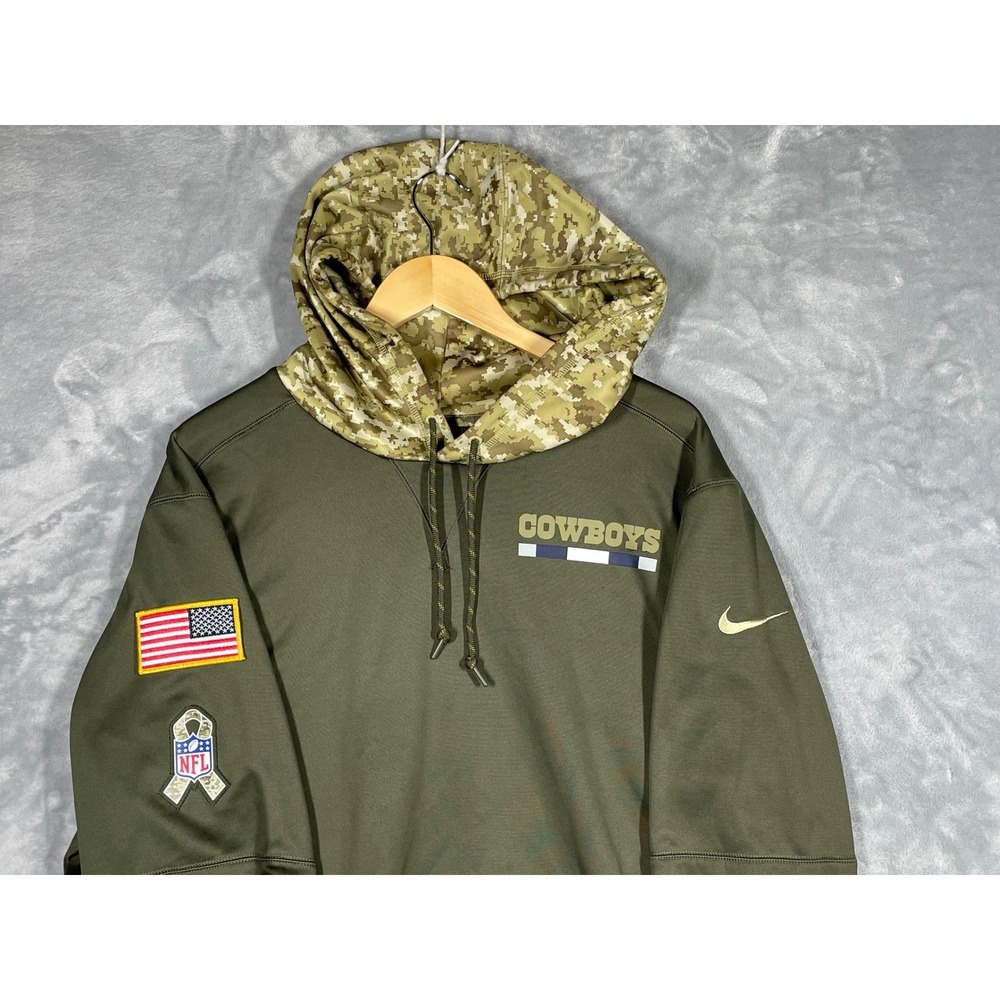 Nike Dallas Cowboys Salute to Service Hoodie Olive Green Camo 853413-325 Mens XL